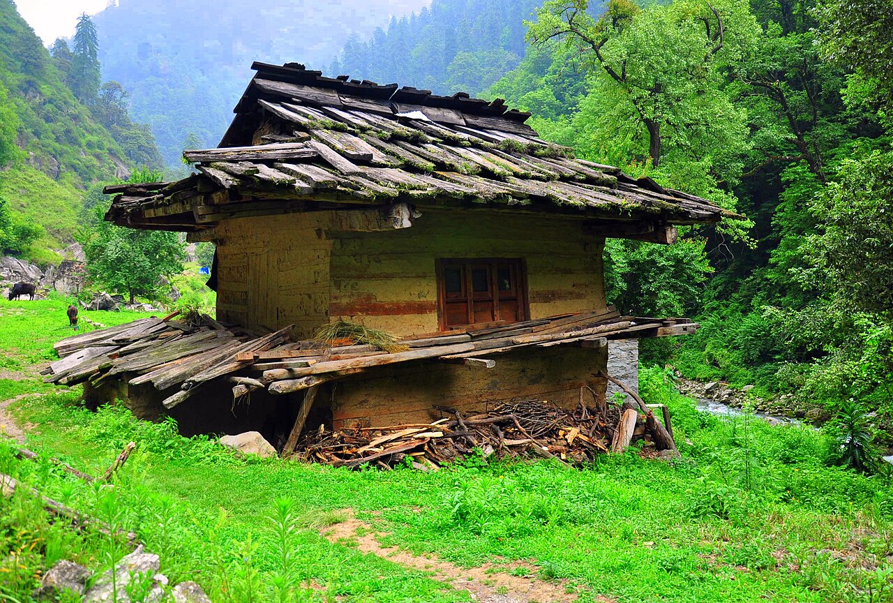 Traditional stone and timber village hut in GHNP