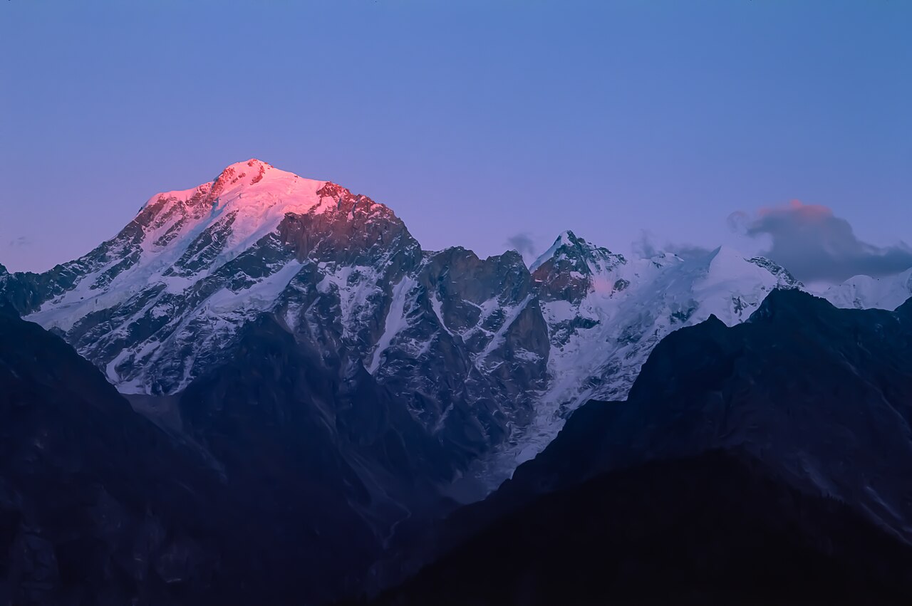 Detailed view of Mount Kinnaur Kailash above Kinnaur