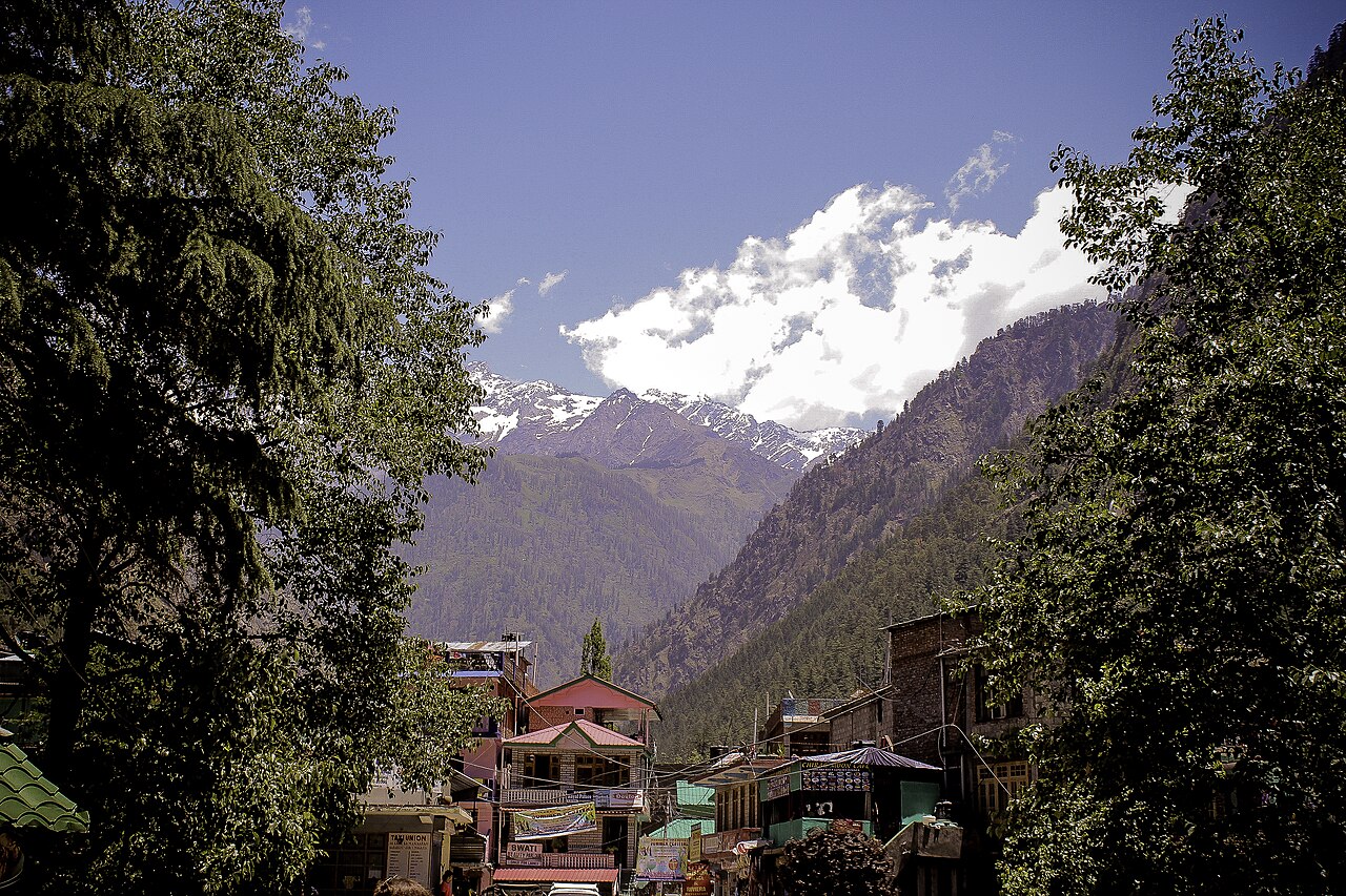 Kasol settlement beside the green Parvati Valley